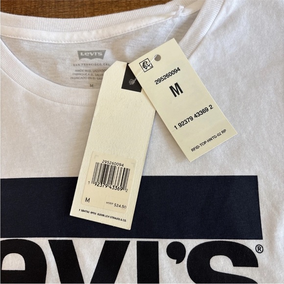 Levi’s Shirt Adult Medium White Short Sleeve Casual Tee - Picture 8 of 12